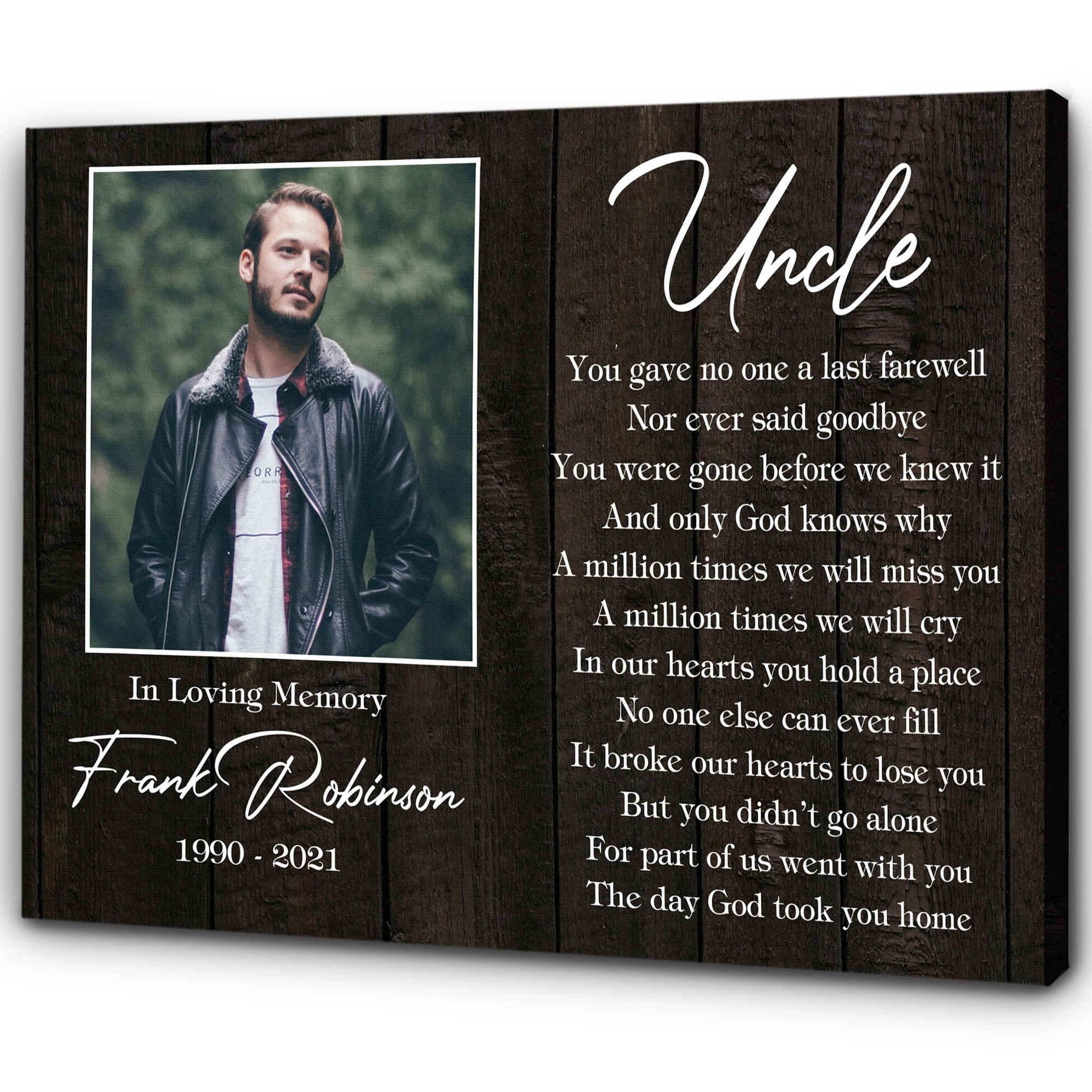 Uncle Remembrance - Personalized Memorial Canvas In Memory Of Uncle Memorial Canvas, Memorial Gift For Loss Of Uncle