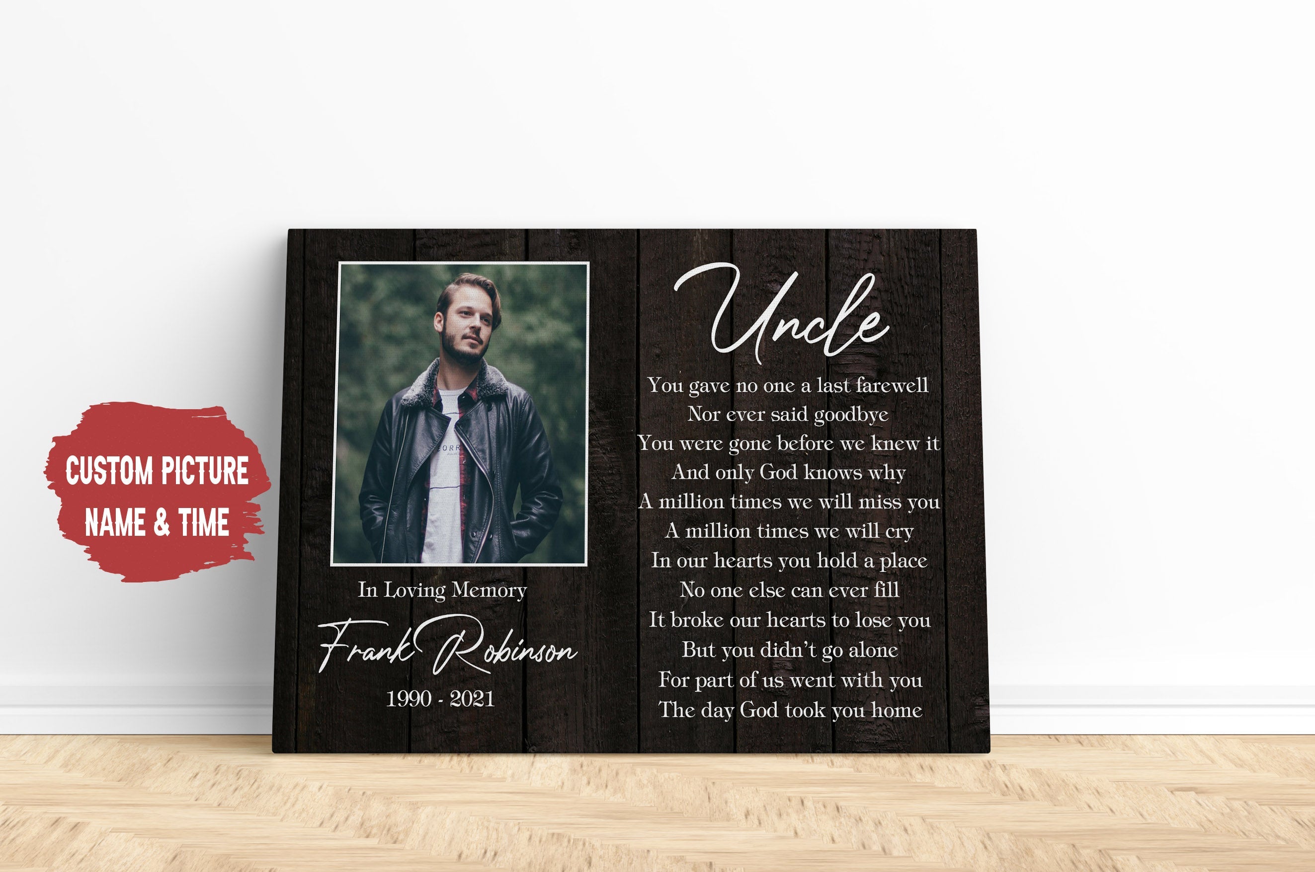 Uncle Remembrance - Personalized Memorial Canvas In Memory Of Uncle Memorial Canvas, Memorial Gift For Loss Of Uncle
