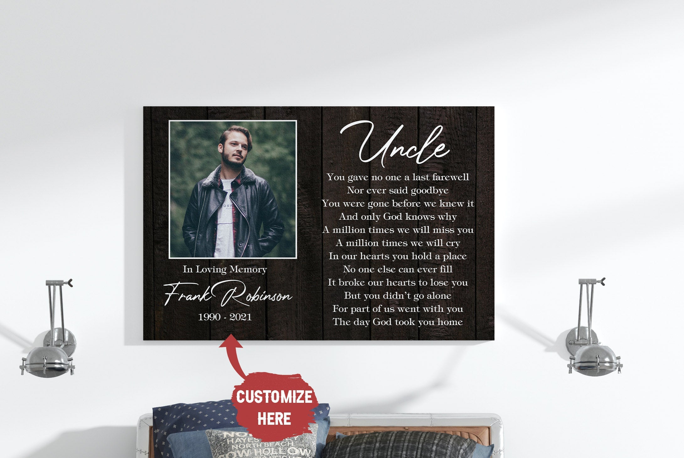 Uncle Remembrance - Personalized Memorial Canvas In Memory Of Uncle Memorial Canvas, Memorial Gift For Loss Of Uncle