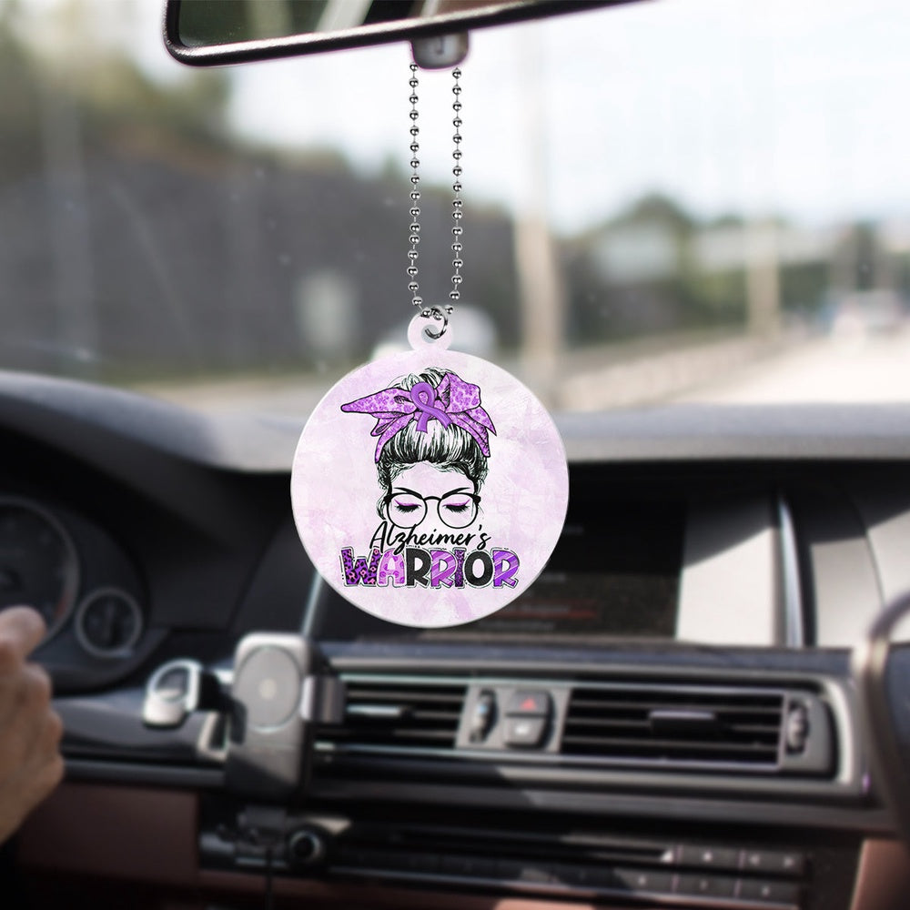 Warrior Girl Alzheimer'S Awareness Ornament Alzheimer'S Hanging Decor Gifts For Mom, Grandma, Car Ornaments Christmas, Car Decorations
