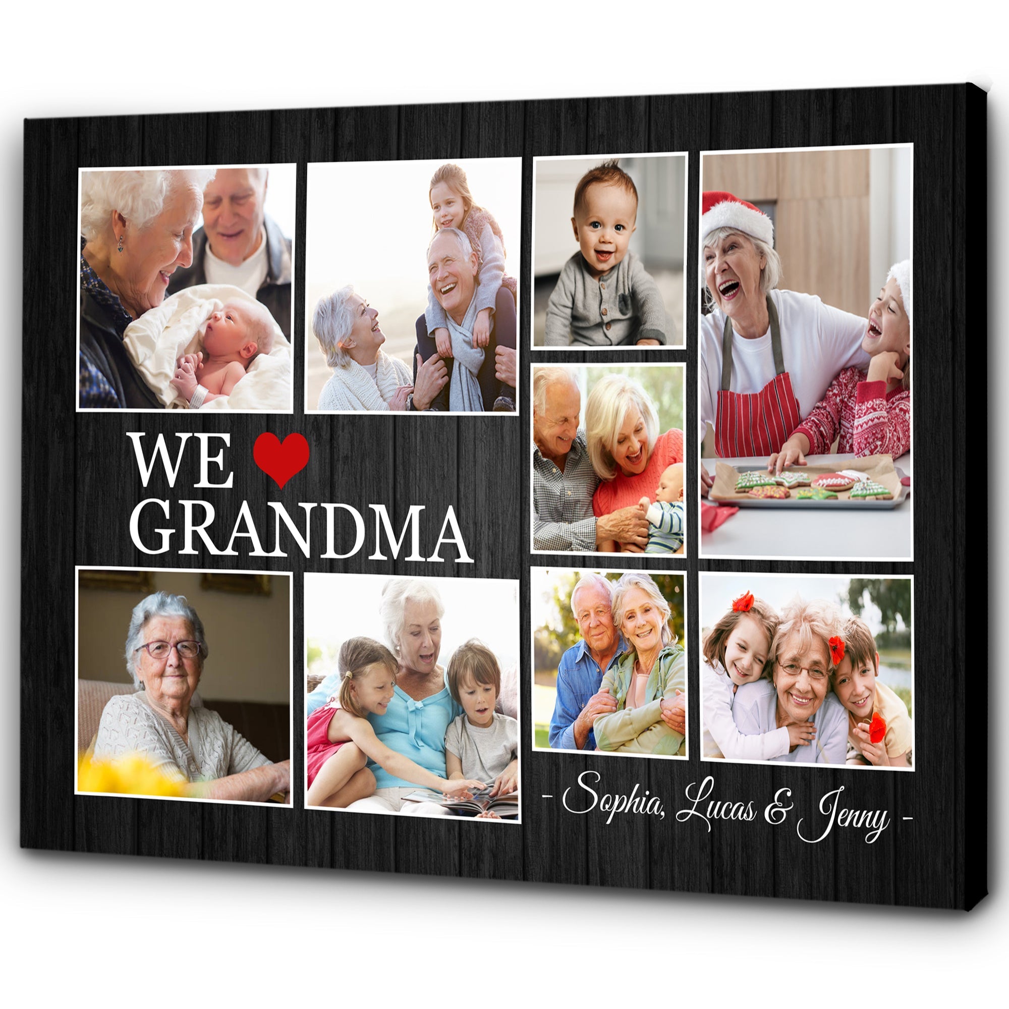 We Love Grandma Personalized Canvas, Custom Photo Collage, Grandma Mother'S Day Canvas, New Grandma Gift