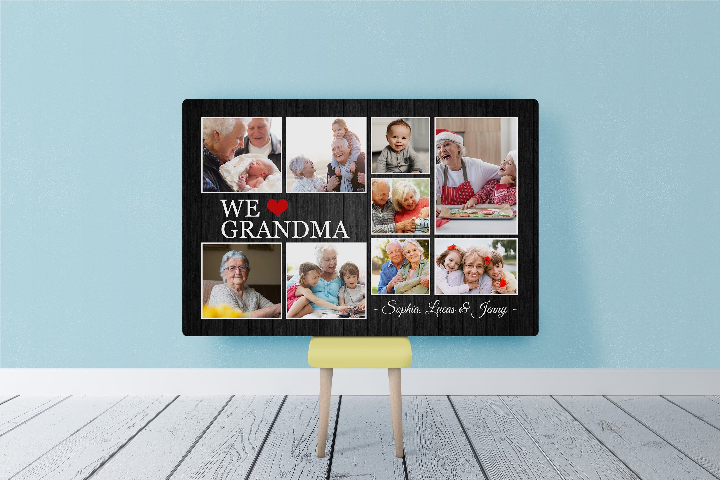 We Love Grandma Personalized Canvas, Custom Photo Collage, Grandma Mother'S Day Canvas, New Grandma Gift