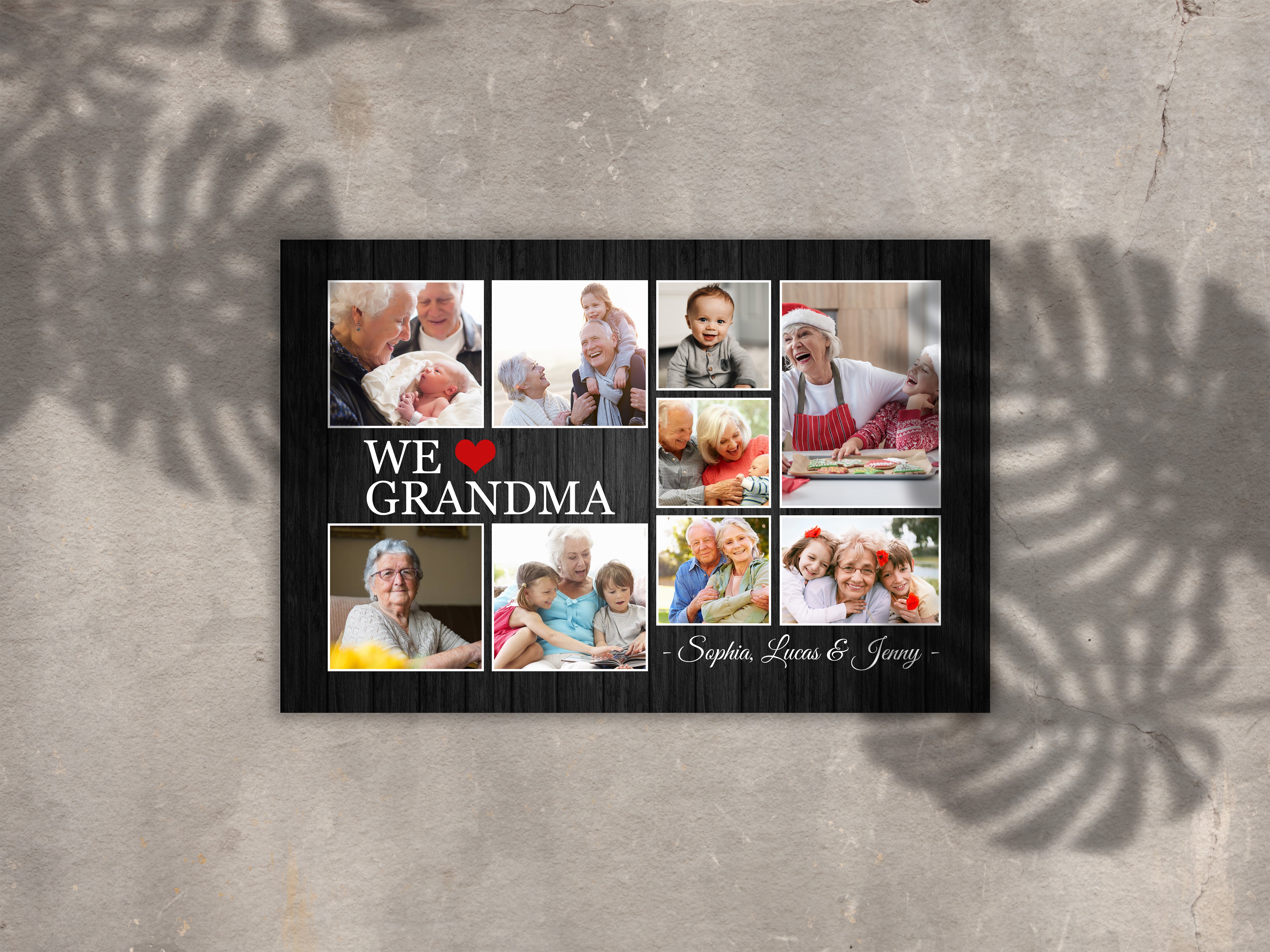 We Love Grandma Personalized Canvas, Custom Photo Collage, Grandma Mother'S Day Canvas, New Grandma Gift
