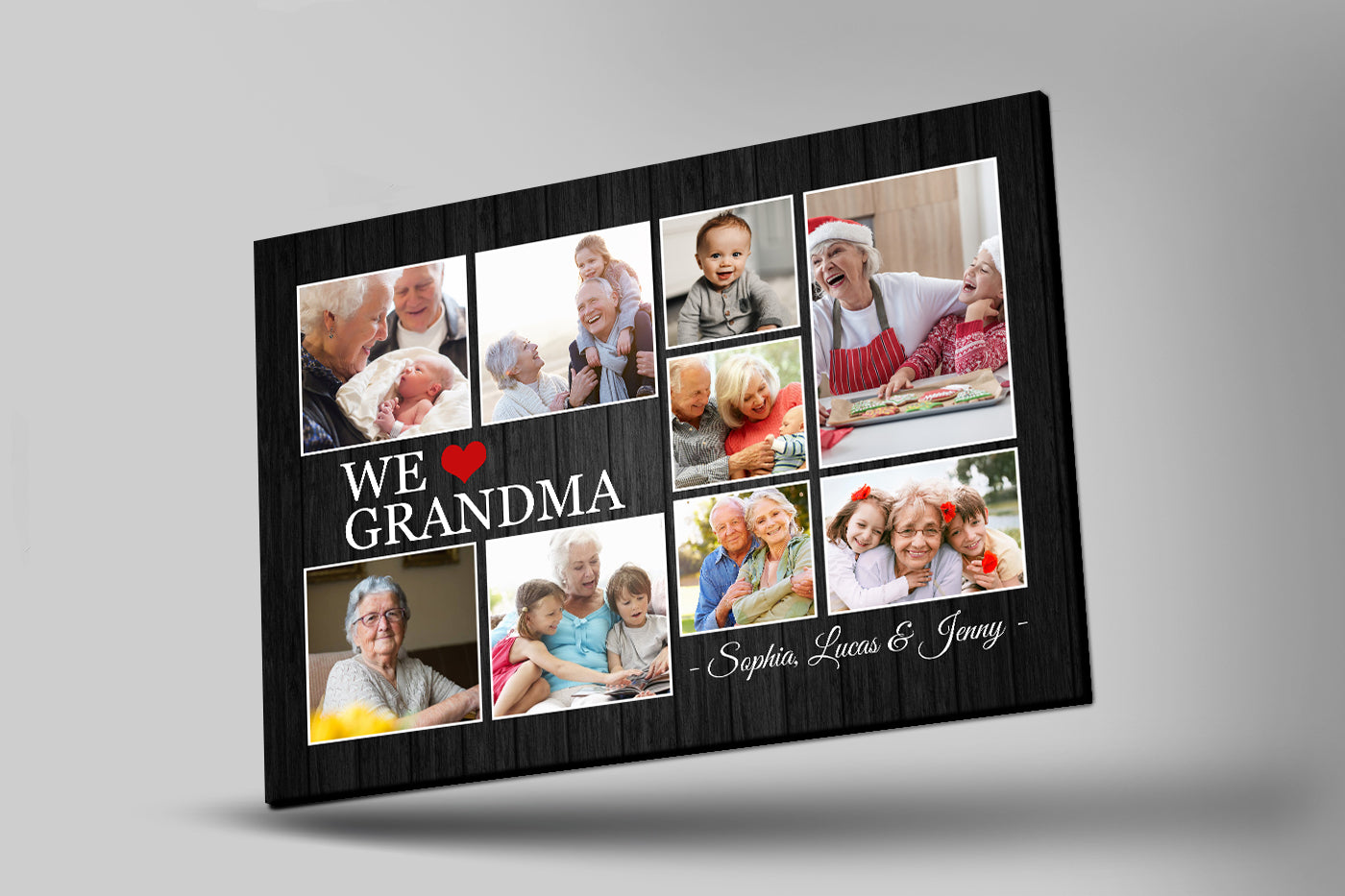 We Love Grandma Personalized Canvas, Custom Photo Collage, Grandma Mother'S Day Canvas, New Grandma Gift