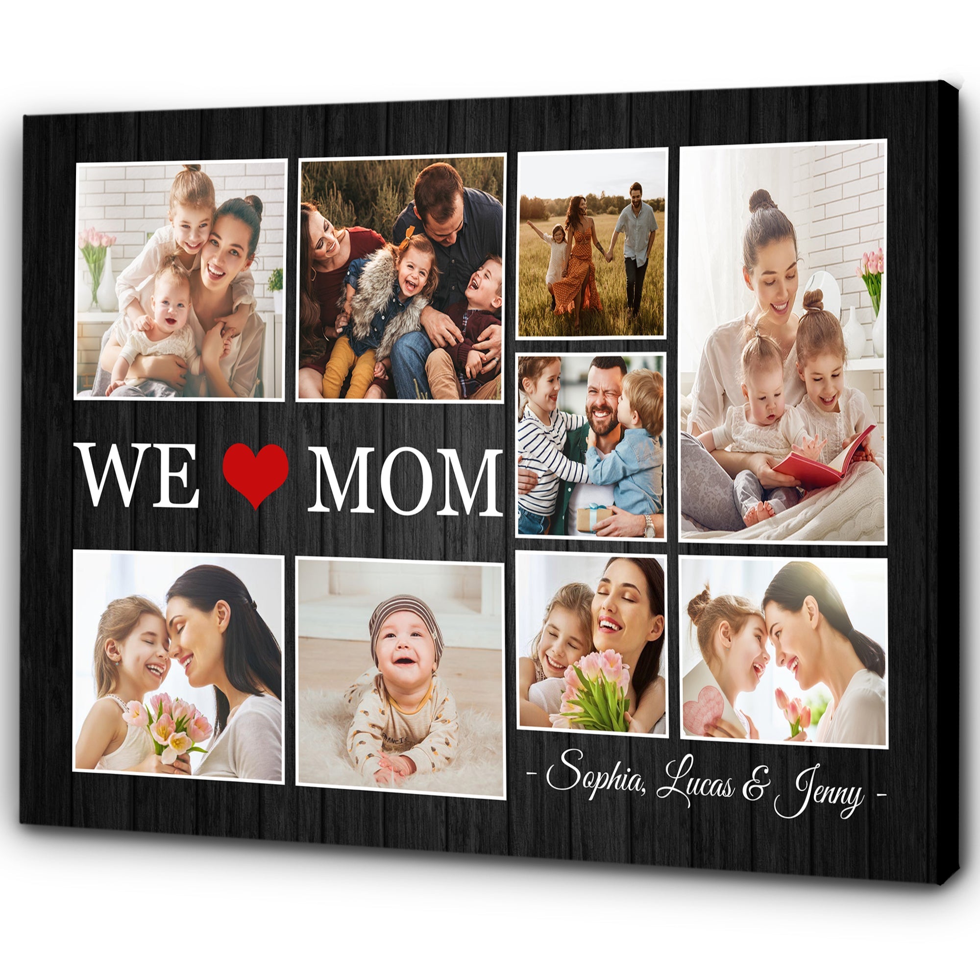 We Love Mom Personalized Canvas, Custom Photo Collage, Mom Grandma Mother'S Day Gift Birthday Christmas
