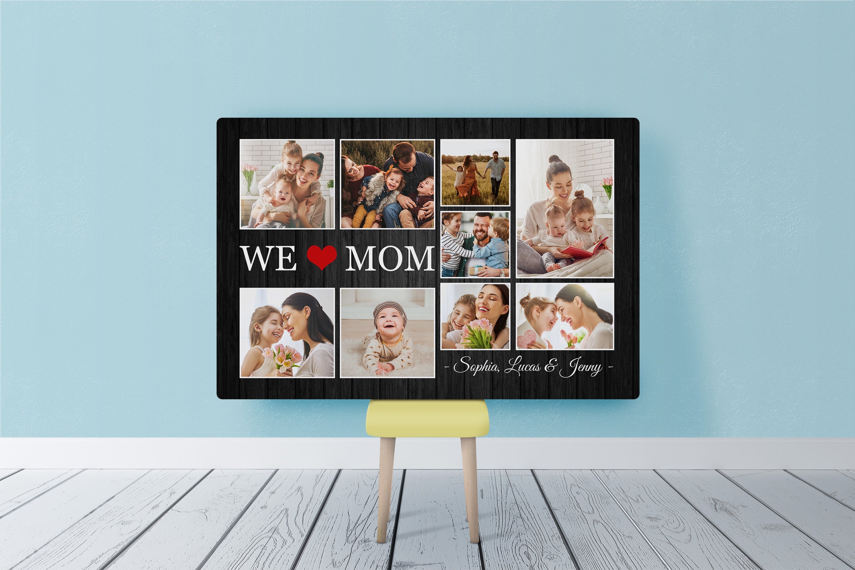We Love Mom Personalized Canvas, Custom Photo Collage, Mom Grandma Mother'S Day Gift Birthday Christmas