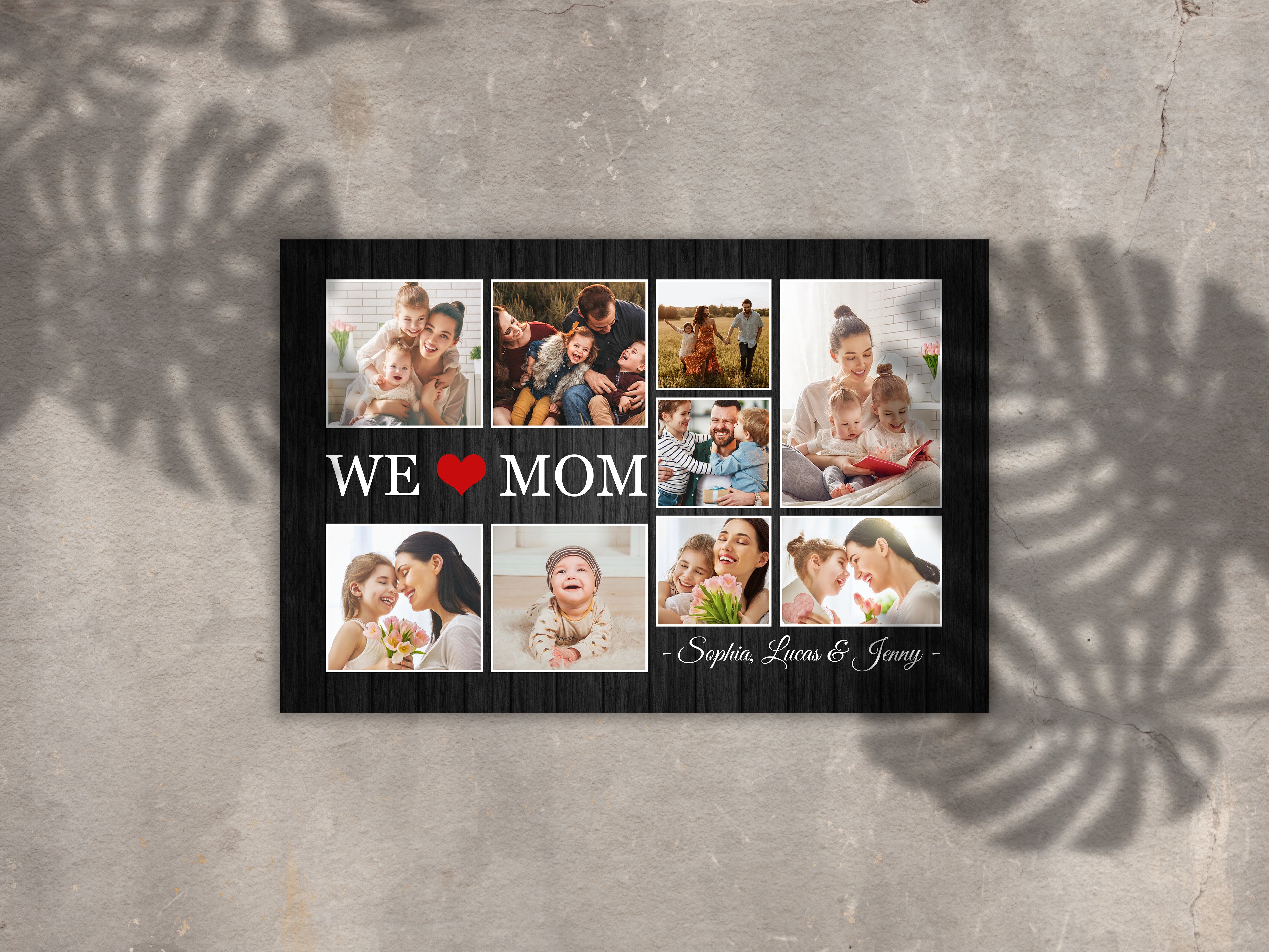 We Love Mom Personalized Canvas, Custom Photo Collage, Mom Grandma Mother'S Day Gift Birthday Christmas