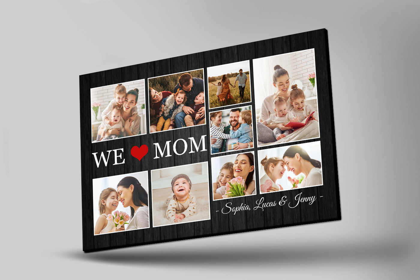 We Love Mom Personalized Canvas, Custom Photo Collage, Mom Grandma Mother'S Day Gift Birthday Christmas