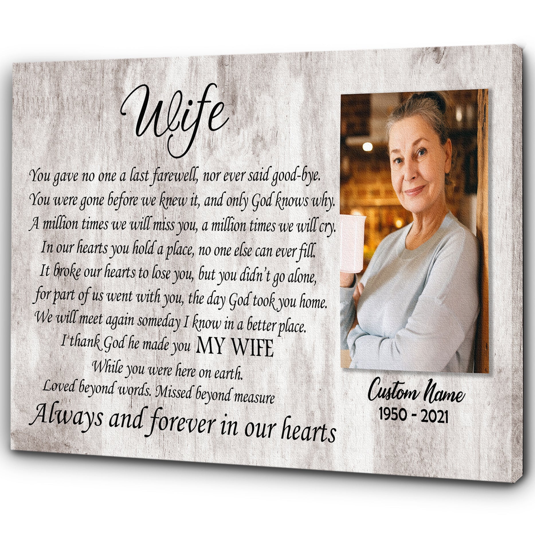 Wife Memorial Canvas - Personalized Memorial Gift Sympathy Gift For Loss Of Wife In Loving Memory