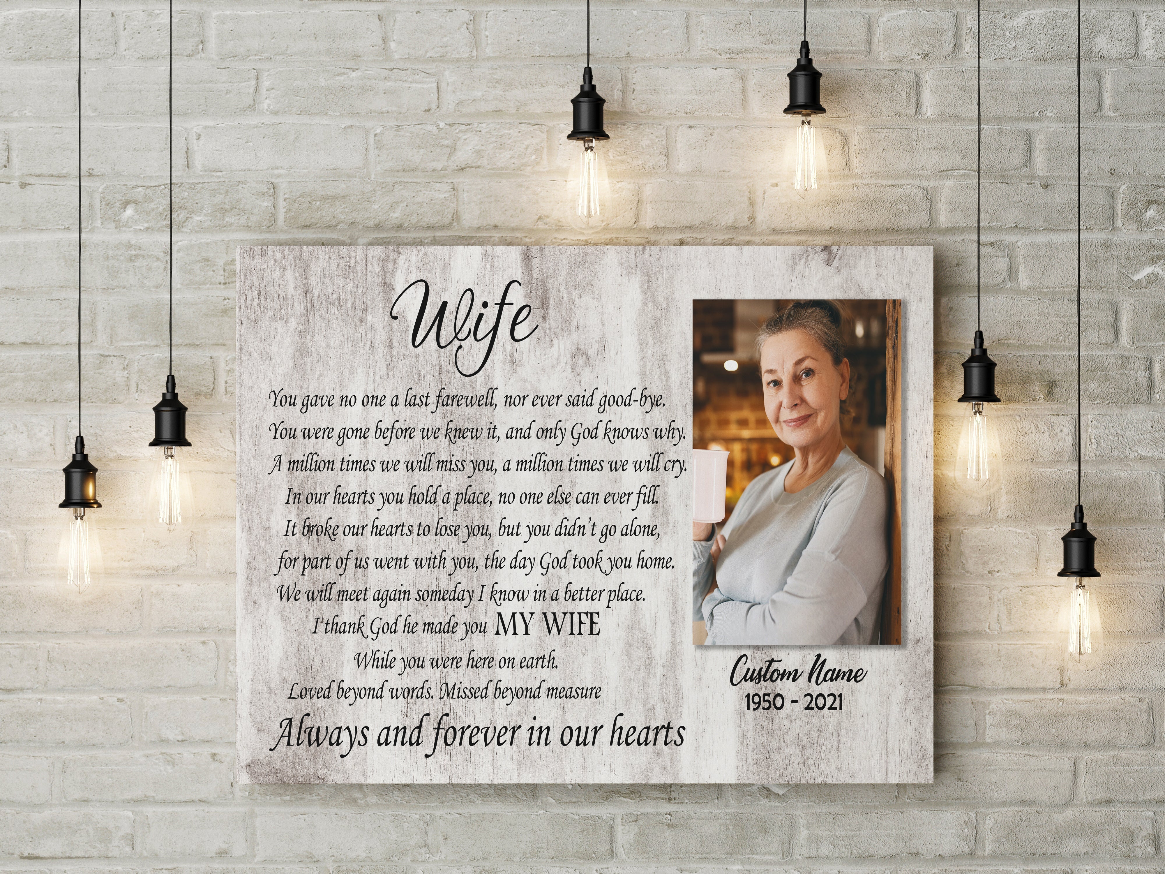 Wife Memorial Canvas - Personalized Memorial Gift Sympathy Gift For Loss Of Wife In Loving Memory