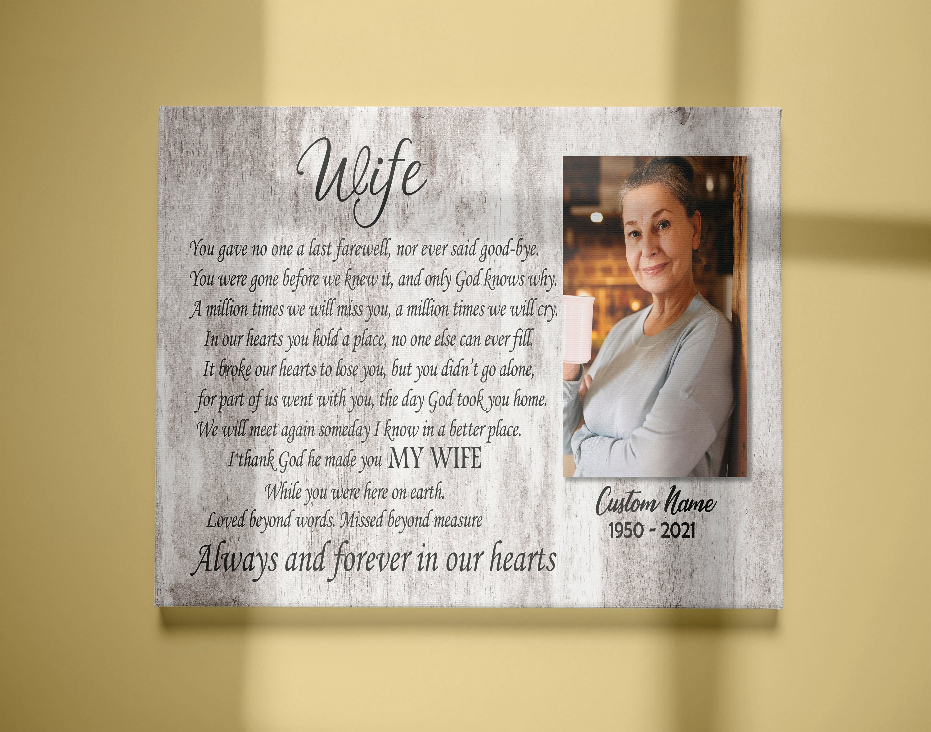Wife Memorial Canvas - Personalized Memorial Gift Sympathy Gift For Loss Of Wife In Loving Memory