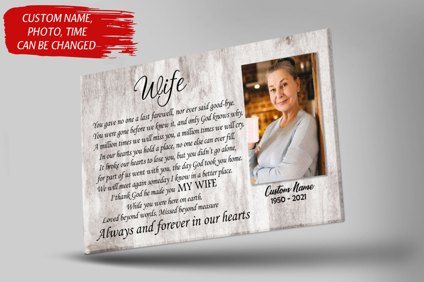 Wife Memorial Canvas - Personalized Memorial Gift Sympathy Gift For Loss Of Wife In Loving Memory