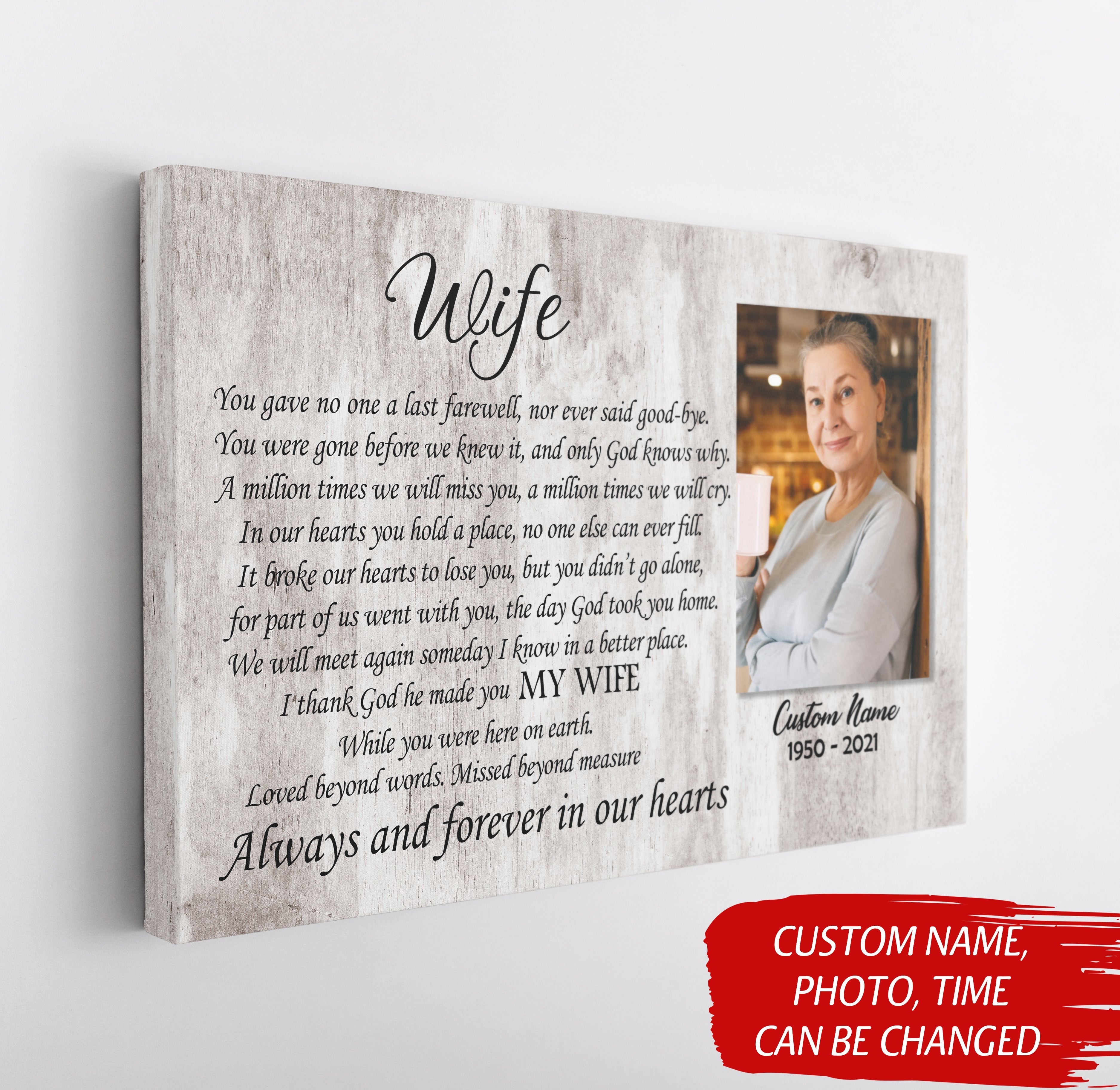 Wife Memorial Canvas - Personalized Memorial Gift Sympathy Gift For Loss Of Wife In Loving Memory