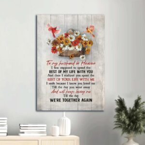 Colorful Daisy Painting Watercolor Cardinal To My Husband In Heaven Heaven Gift For Husband Canvas Wall Art
