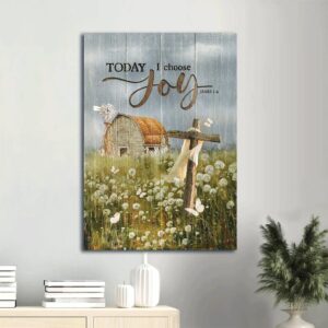 Dark Sky Wooden Cross Dandelion Field Vintage House Today I Choose Joy Canvas Wall Art