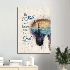 Dream Horse Mountain Colorful Sunset Be Still And Know That I Am God Canvas Wall Art