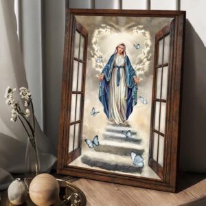Maria Painting Vintage Window The Way To Heaven Canvas Wall Art