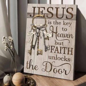 Old Keys Vintage Door Jesus Is The Key To Heaven Canvas Wall Art