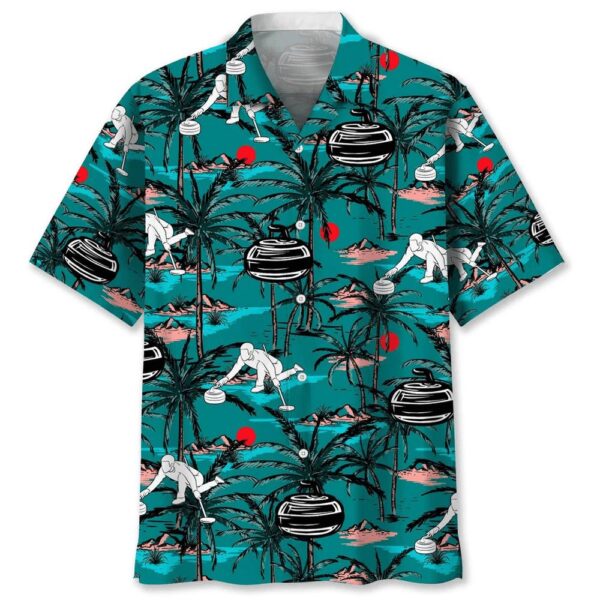 Curling Vintage Hawaiian Shirt, Beach Hawaiian Shirt, Summer Hawaiian Shirt, Aloha Shirt Men Women