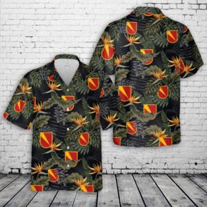 Former US Army 1st Battalion-3rd Air Defense Artillery Beret Flash Hawaiian Shirt, US Army Hawaiian Shirt, Military Aloha Shirt