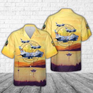 US Air Force 512th Fighter Squadron F-86D Sabre Hawaiian Shirt, Air Force Aloha Shirt, Military Hawaiian Shirt
