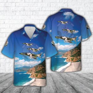 US Air Force 68th Fighter Squadron Lightning Lancers F-4E Hawaiian Shirt, Air Force Aloha Shirt, Military Hawaiian Shirt