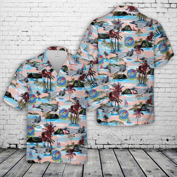 US Air Force 71st Fighter Squadron F-15 Eagle Hawaiian Shirt, Air Force Aloha Shirt, Military Hawaiian Shirt