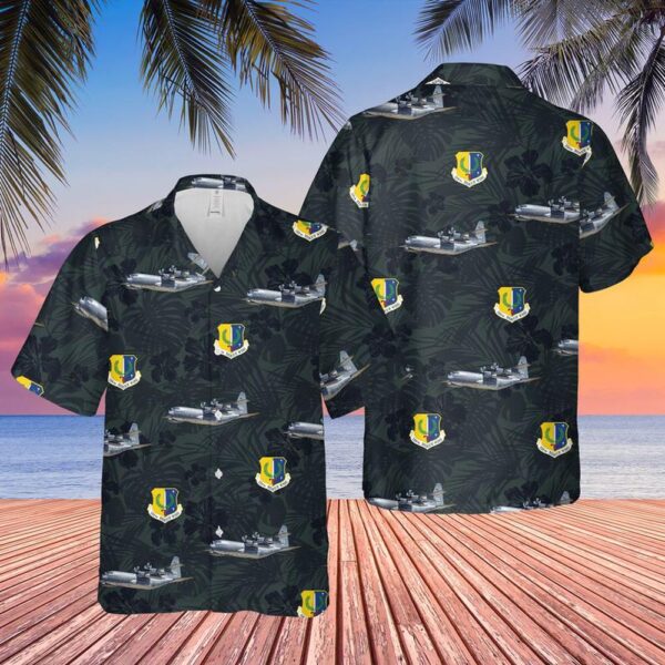 US Air Force California Air National Guard 129th Rescue Wing HC-130J Combat King II Hawaiian Shirt, Air Force Aloha Shirt, Military Hawaiian Shirt