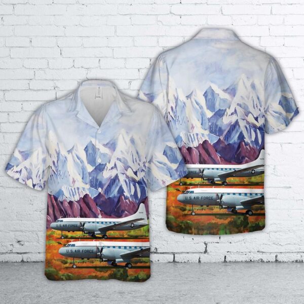 US Air Force Convair C-131D Samaritan 55-0295 Hawaiian Shirt, Air Force Aloha Shirt, Military Hawaiian Shirt