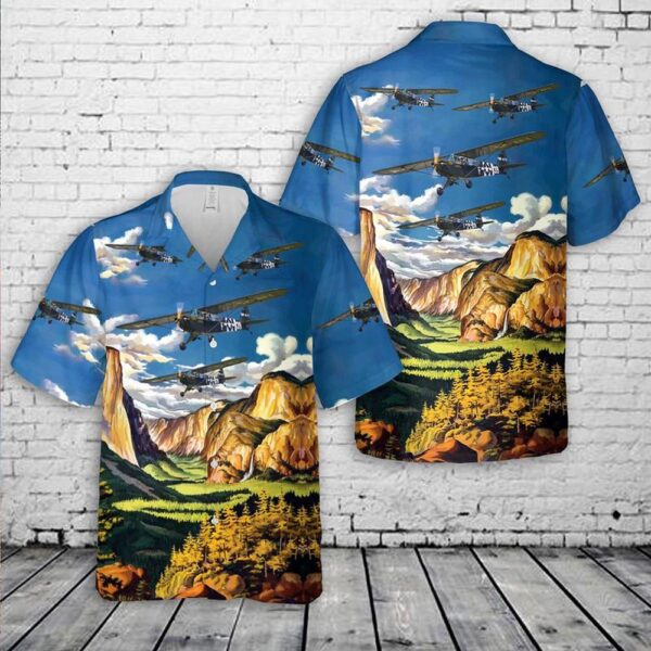 US Air Force J-3 CubL-4 Grasshopper Hawaiian Shirt, Air Force Aloha Shirt, Military Hawaiian Shirt