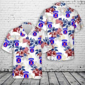 US Army 10th Mountain Division, 4th Of July Hawaiian Shirt, US Army Hawaiian Shirt, Military Aloha Shirt