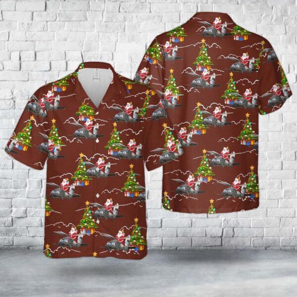 US Army 160th Special Operations Aviation Regiment MH-60M Blackhawk Christmas Hawaiian Shirt, US Army Hawaiian Shirt, Military Aloha Shirt
