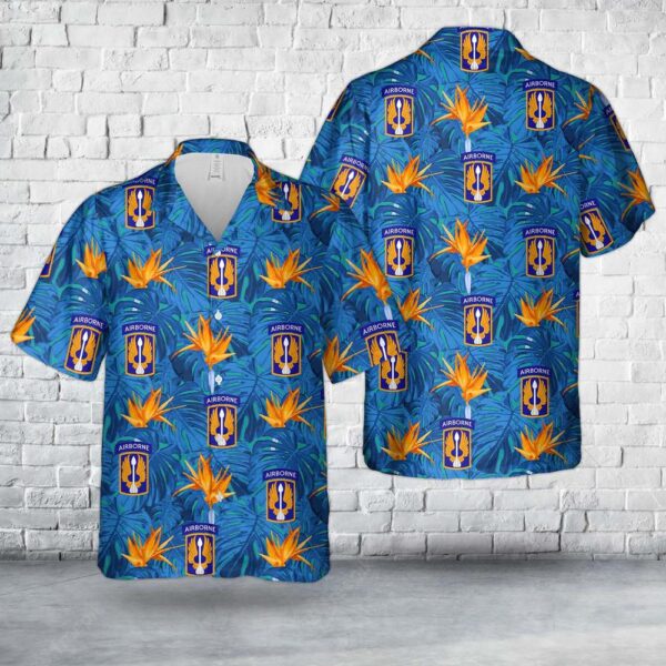 US Army 18th Aviation Brigade (Airborne) Black Barons Hawaiian Shirt, US Army Hawaiian Shirt, Military Aloha Shirt