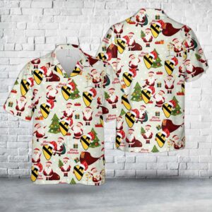 US Army 1st Cavalry Division Sustainment Brigade Christmas Hawaiian Shirt, US Army Hawaiian Shirt, Military Aloha Shirt