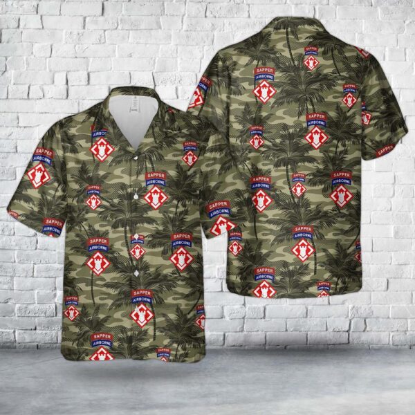 US Army 20th Engineer Brigade-Airborne Sapper Hawaiian Shirt, US Army Hawaiian Shirt, Military Aloha Shirt