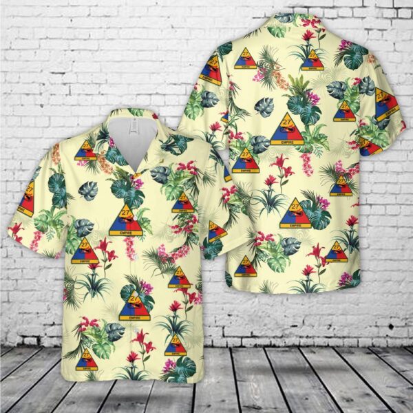 US Army 27th Armored Division (27th AD) Hawaiian Shirt, US Army Hawaiian Shirt, Military Aloha Shirt
