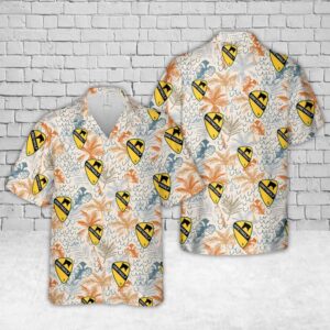 US Army 3rd Brigade Combat Team, 1st Cavalry Division Grey Wolf Hawaiian Shirt, US Army Hawaiian Shirt, Military Aloha Shirt