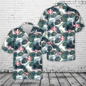 US Army 411th Engineer Brigade Hawaiian Shirt, US Army Hawaiian Shirt, Military Aloha Shirt