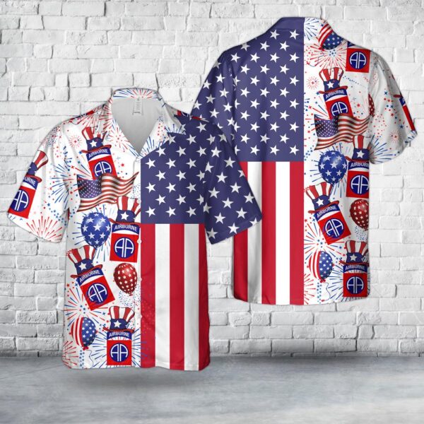 US Army 82nd Airborne Division, 4th Of July Hawaiian Shirt, US Army Hawaiian Shirt, Military Aloha Shirt