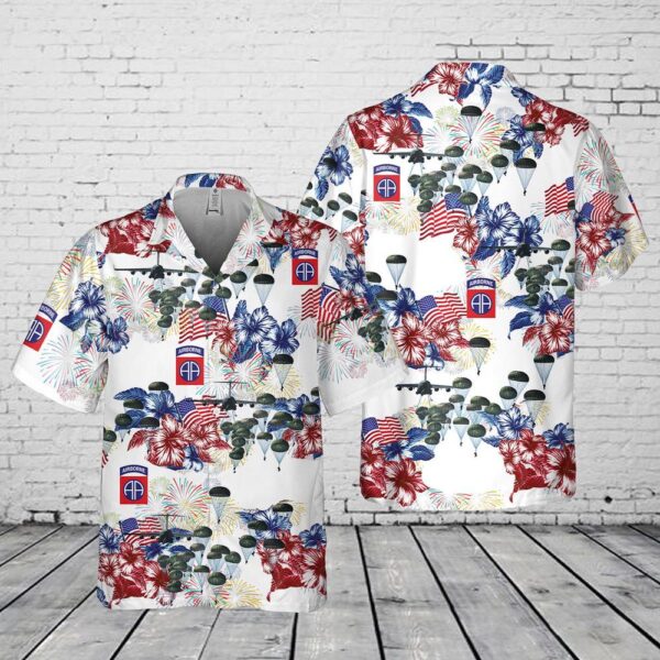 US Army 82nd Airborne Paratrooper, 4th Of July Pocket Hawaiian Shirt, US Army Hawaiian Shirt, Military Aloha Shirt
