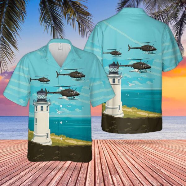 US Army Bell OH-58A Kiowa Hawaiian Shirt, US Army Hawaiian Shirt, Military Aloha Shirt