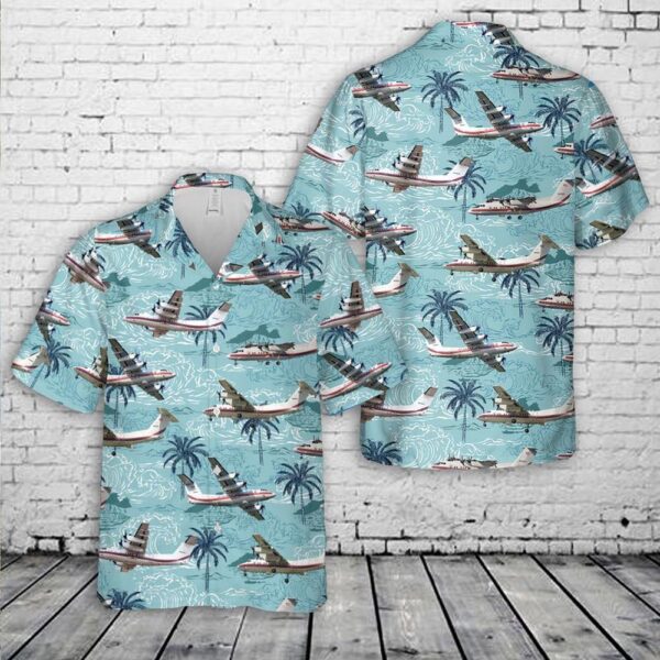 US Army DCH-7 Dash airplane Hawaiian Shirts, US Army Hawaiian Shirt, Military Aloha Shirt