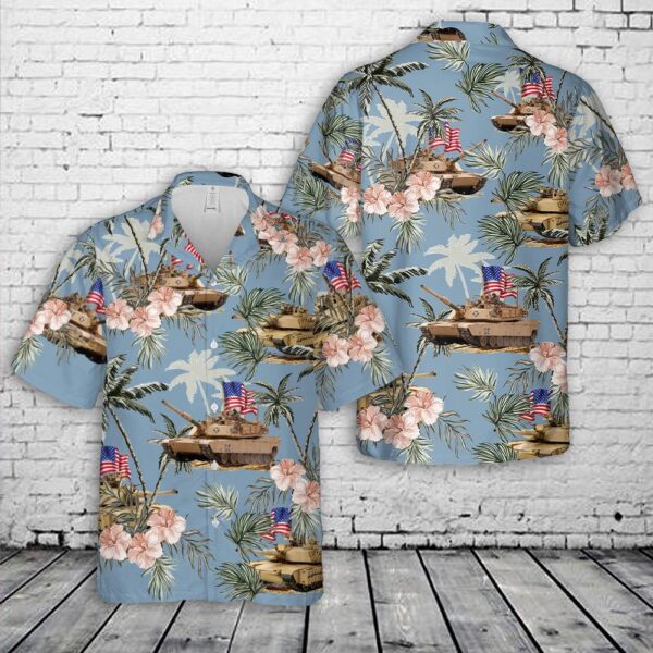 US Army M1 Abrams Tank, 4th Of July Hawaiian Shirt, US Army Hawaiian Shirt, Military Aloha Shirt