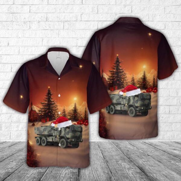 US Army M142 HIMARS 327 FAR (ABN) Christmas Hawaiian Shirt, US Army Hawaiian Shirt, Military Aloha Shirt