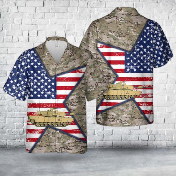 US Army M1A1 Abrams Hawaiian Shirt, US Army Hawaiian Shirt, Military Aloha Shirt