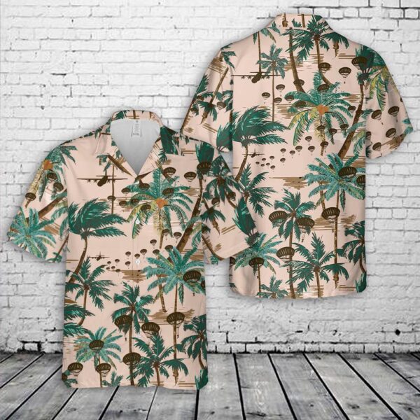 US Army Paratroopers Silhouette Hawaiian Shirt, US Army Hawaiian Shirt, Military Aloha Shirt