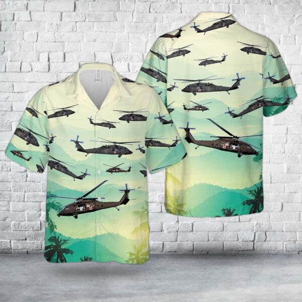 US Army Sikorsky HH-60M MEDEVAC Black Hawk Helicopter Hawaiian Shirts, US Army Hawaiian Shirt, Military Aloha Shirt