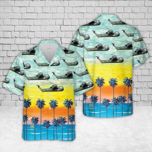 US Army Vietnam Era CH-37B Mojave Helicopter Hawaiian Shirt, US Army Hawaiian Shirt, Military Aloha Shirt