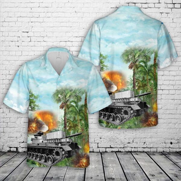 US Army Vietnam War 1972 M48 Patton tanks Hawaiian Shirt, US Army Hawaiian Shirt, Military Aloha Shirt