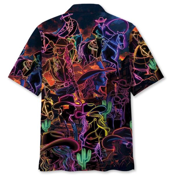 Neon Cowboy Vintage Art Hawaiian Shirt, Beach Hawaiian Shirt, Summer Aloha Shirt, Hawaiian Men Women